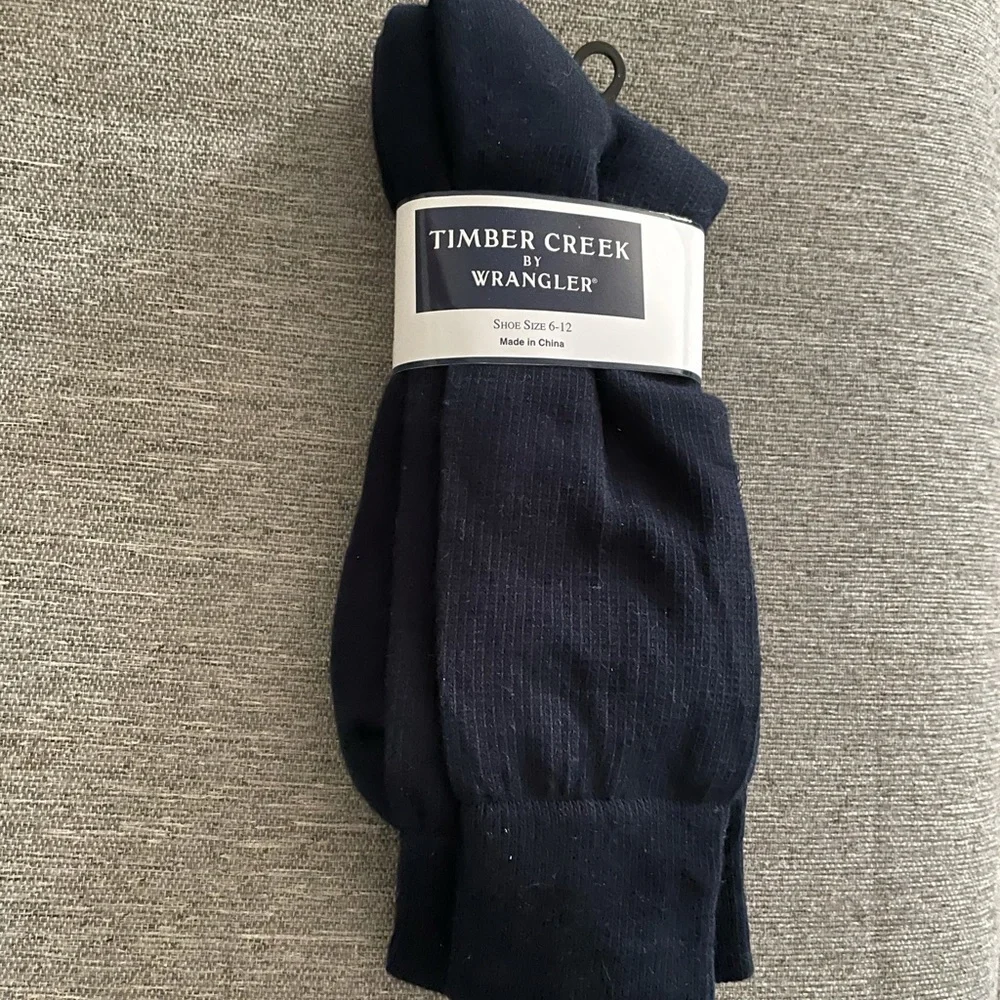 New Timber Creek by Wrangler Mens Black Knit 2 Socks Sz 6-12